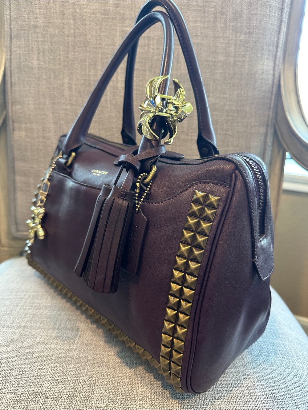Coach Legacy Studded Haley Satchel. Plum/purple .Style 26404 - Picture 6 of 16